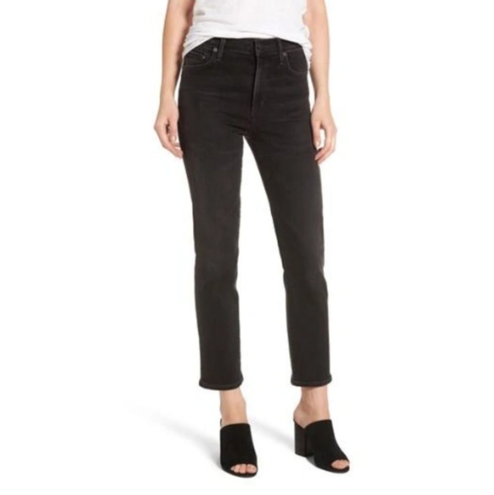 Citizens of Humanity Black Cara High Rise Cigarette Ankle Jeans Size 24